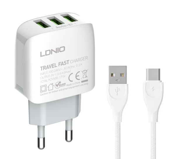 LDNIO φορτιστής τοίχου A3312 με καλώδιο USB-C