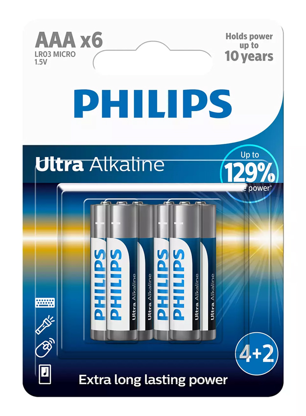 PHILIPS Ultra αλκαλικές μπαταρίες LR03E6BP/10